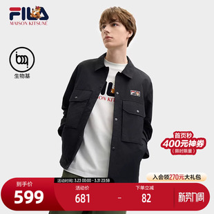 时尚 FILA 2025夏新款 衬衫 简约休闲宽松上衣 斐乐官方男子梭织长袖