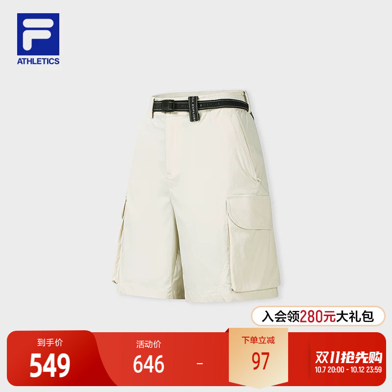 FILA 斐乐官方女士梭织短裤2026秋新款裤子户外运动工装裤五分裤