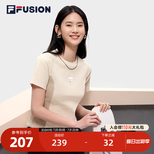 针织短袖 时尚 修身 衫 FUSION斐乐潮牌女子短袖 FILA T恤夏季