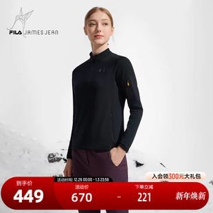 加绒长T 上衣2024冬新款 FILAxJames Jean联名系列斐乐女子针织长袖