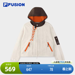 FILA FUSION斐乐潮牌女子连帽卫衣2025秋季新款时尚宽松针织上衣