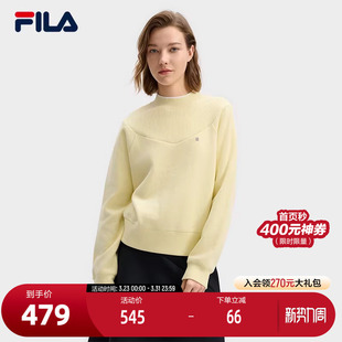 休闲宽松拼接针织上衣 时尚 FILA 斐乐官方女子套头卫衣2025春新款