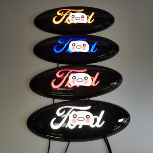 适用福特探险者锐界中网标亮灯新全顺F150猛禽F250前标流光车标灯