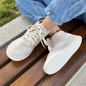 透气吸汗休闲鞋 纯手工千层底布面布鞋 女高帮系带棉麻平底小白单鞋