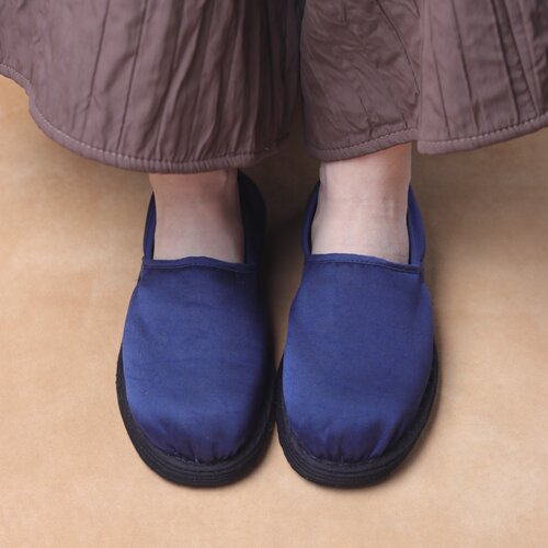 【光脚穿棉花鞋】香云纱纯手工千层底棉鞋女冬季保暖一脚蹬妈妈鞋