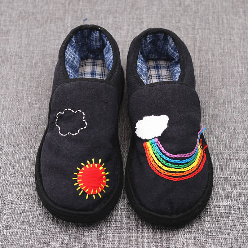 纯手工绣花千层底棉窝窝女保暖舒适棉花鞋可爱家居室内东北大棉鞋