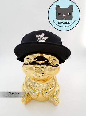 立体刺绣法国斗牛犬狗帽子Swag蒙眼萌狗棒球帽嘻哈帽