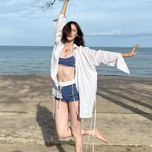 分体平角泳衣比基尼小胸温泉度假