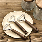 胡桃木柄水果削皮器家用多功能蔬菜去皮刀厨房用品木纹蔬菜削皮刀