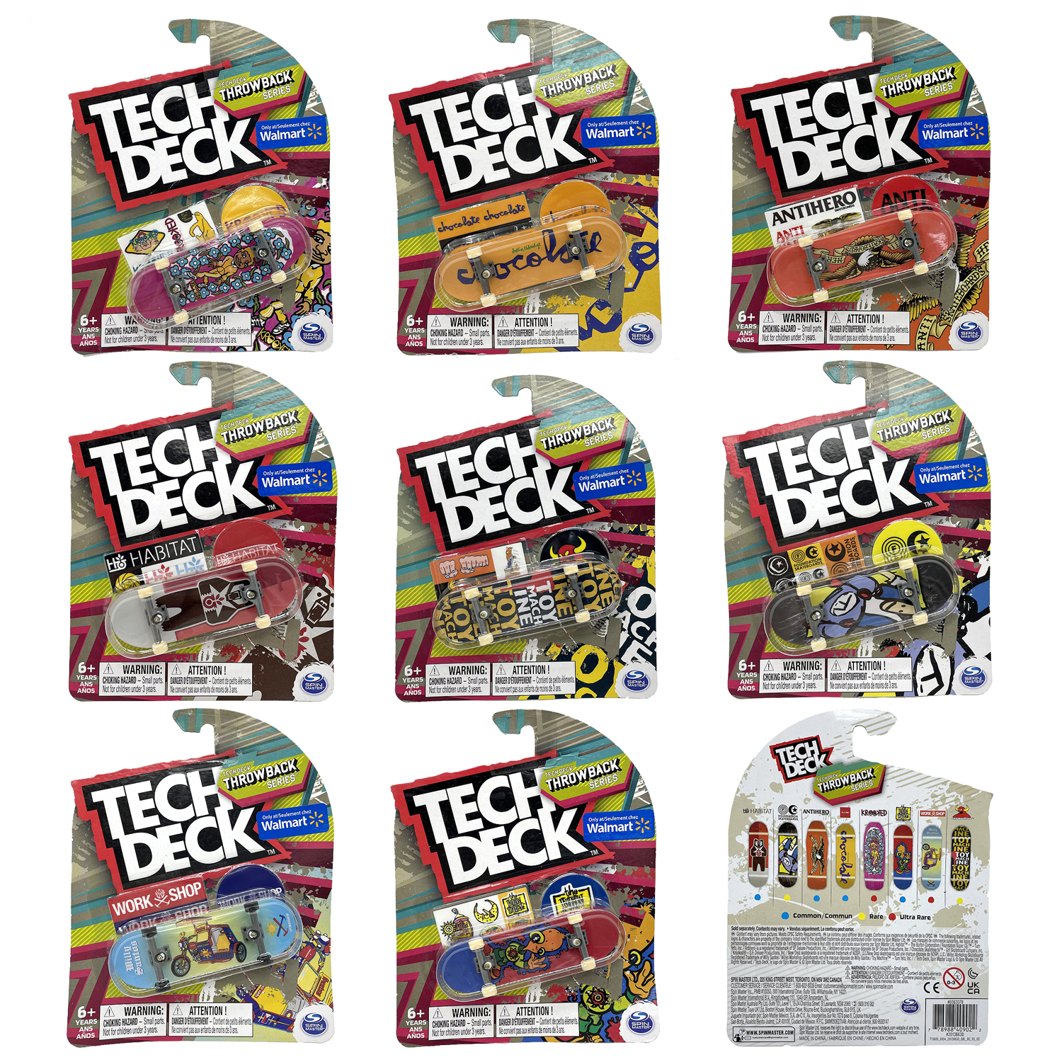 世嘉Tech Deck Throwback Series复古稀有图案珍藏版专业手指滑板