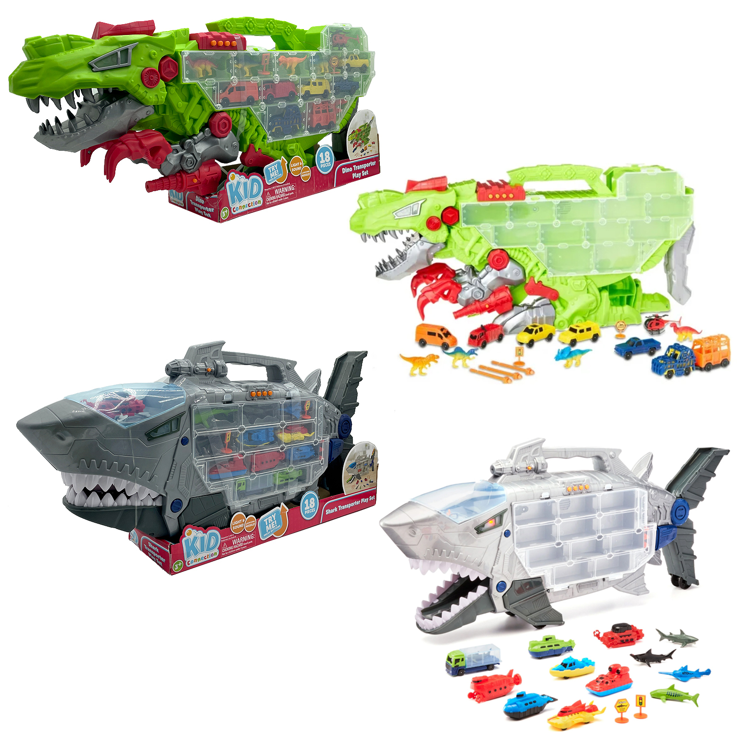 KID恐龙鲨鱼套装美国声光玩具车