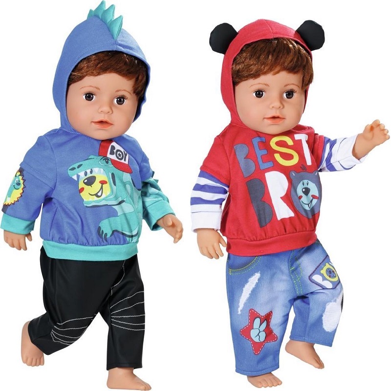 zapf夏芙baby born仿真娃娃brother配件男孩衣服帽T恤牛仔裤43CM