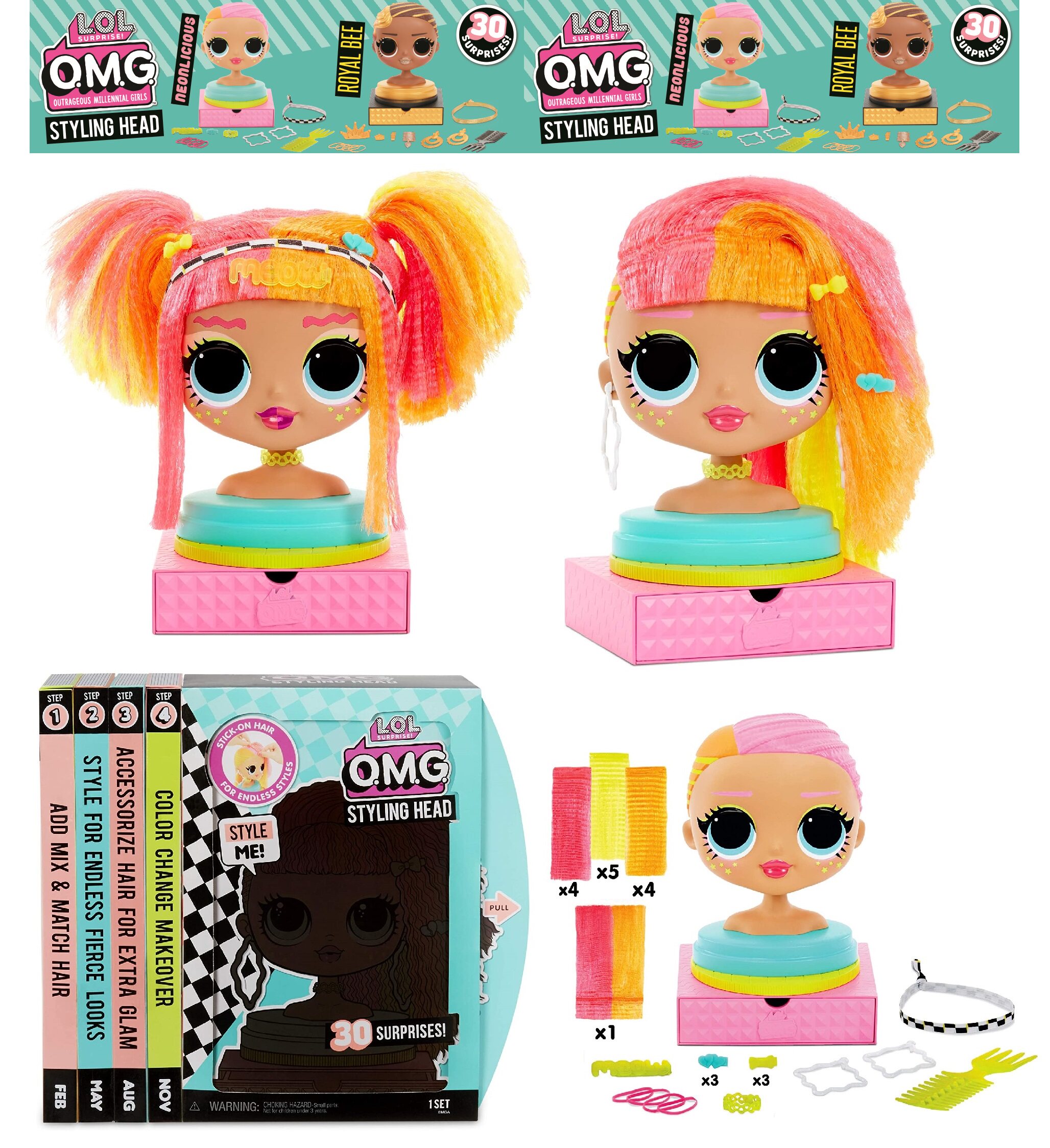 现货lol surprise omg styling head惊喜娃娃diy头像潮流时尚姐姐
