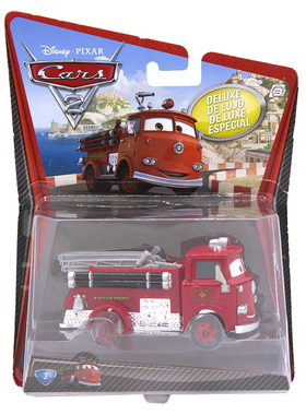 美泰汽车总动员DELUXE基础版大号RED VERMELHO消防车小红合金车模