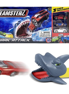 Shark Attack 鲨鱼弹射轨道车合金赛车模型儿童轿车玩具车套装