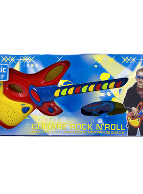 MUSIC STAR GUITARE带发光效墨镜麦克风音乐摇滚电子吉他儿童乐器