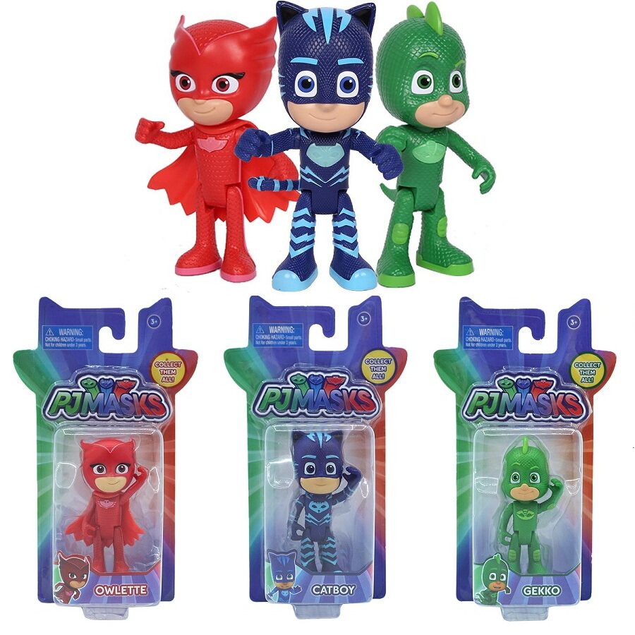 PJ Masks 蒙面睡衣小英雄猫头鹰女飞壁侠猫小子人偶可动玩偶公仔