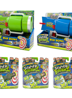 SCATTER BRAINZ Bazooka Darts粘性飞镖五连发儿童大脑软弹玩具枪