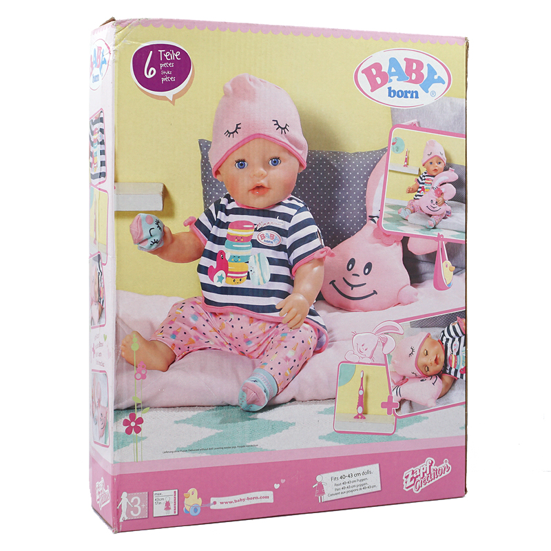 zapf夏芙 baby born仿真娃娃睡衣服饰裤子帽兔子枕头牙刷配件43cm