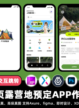 8页即时设露营地约定预约APP交互跳转figma作业Axure原型PSXD素材