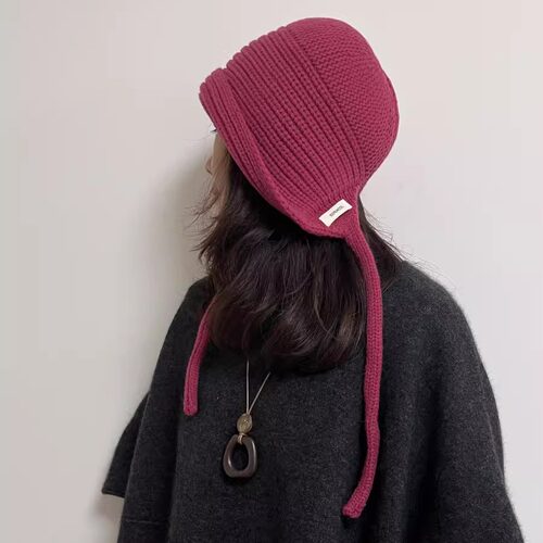 浆果梅子色100％wool羊毛帽