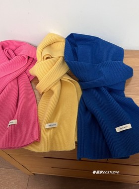 显白韩国粉色高品质100%羊毛围巾女2025新款冬保暖韩系氛围感围脖