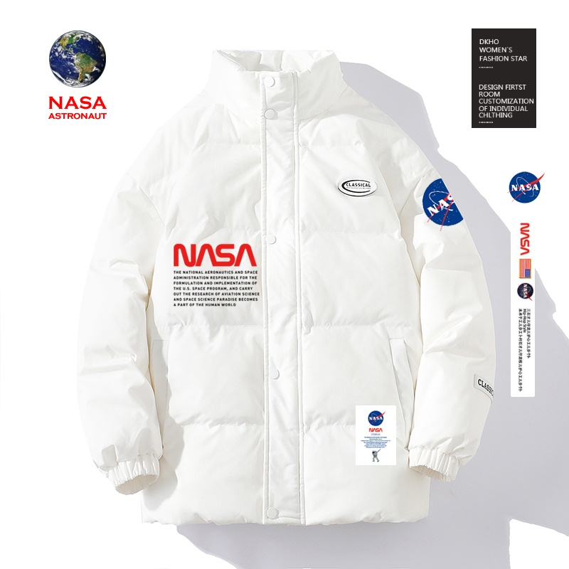 羽绒棉服nasa联名男士刺绣工装外套冬装韩版潮流潮牌短款秋冬棉衣