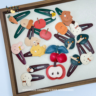 韩国高级感皮质秋季 小女孩刘海边夹儿童发卡公主碎发夹子女童头饰