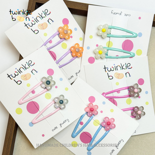 韩版 彩色夏日鸡蛋花儿童刘海碎发边夹亲子发夹小女孩头饰女童发饰