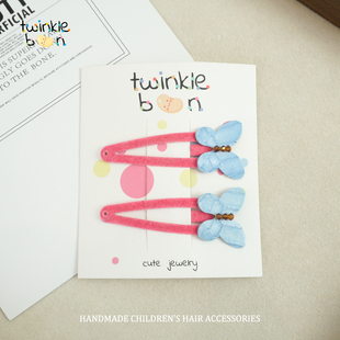 韩系ins风鳗鱼皮可爱蝴蝶儿童发夹女侧边刘海碎发夹真皮宝宝发夹