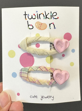 韩国东大门蓝色条纹发夹甜美小众侧边刘海夹布艺bb夹碎发发卡