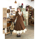 设计感连衣裙 微胖大码 安妮不火复古雪尼尔拼接长裙女2025冬季 新款