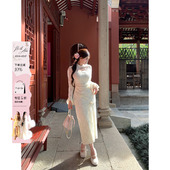 国风收腰裙子 雪尼尔蕾丝玫瑰花连衣裙女微胖大码 安妮不火 新中式