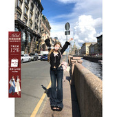 安妮不火 3D蜜桃臀微喇裤 丹尼沙漏V腰微喇牛仔裤 女2025秋微胖大码