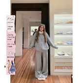 休闲卫衣两件套 女微胖大码 安妮不火 星星印花银狐绒连帽外套&长裤