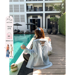 女微胖大码 宽松大件衬衣 85莱赛尔蕾丝花边拼接微透衬衫 安妮不火