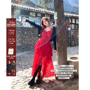 吊带裙 微胖大码 安妮不火 chao显白开叉不规则连衣裙女2024夏新款