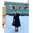 毛领呢子长外套 双面呢大衣女微胖大码 安妮不火 甜美减龄蝴蝶结袖