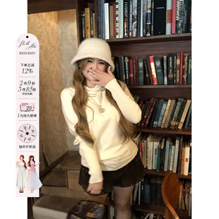 女微胖大码 毛织衫 收腰气质上衣 设计感古早堆堆领蝙蝠袖 安妮不火