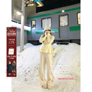 安妮不火 雾面磨毛复合银狐绒直筒卫裤女微胖大码显瘦保暖休闲裤