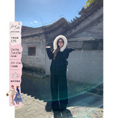 保暖两件套装 安妮不火 女微胖大码 套装 爆闪烫钻毛领加绒卫衣长裤