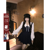 安妮不火 学院风TR面料娃娃领百褶连衣裙女微胖大码 收腰公主短裙