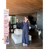 显瘦休闲套装 安妮不火 慵懒感不对称挂脖吊带踏春三件套微胖大码