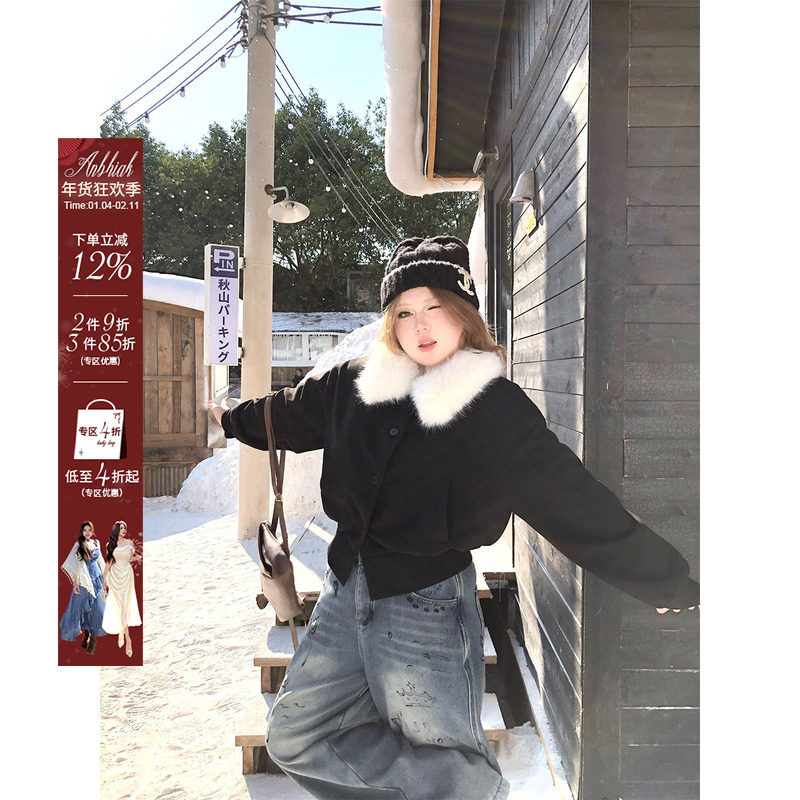 安妮不火 复合银狐绒蓬松毛领收腰卫衣女微胖大码短款防风小外套,女装/女士精品,卫衣/绒衫,淘宝优惠券,粉丝福利购,淘宝优惠卷