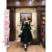 收腰长袖 法式 裙子 波点拼接连衣裙女微胖大码 安妮不火千金感泡泡袖