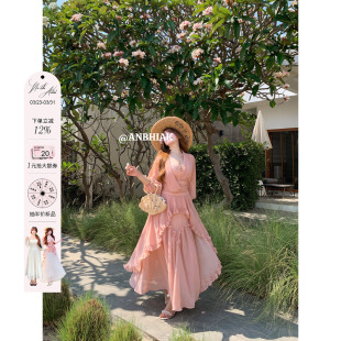 安妮不火秀场改良款 收腰大摆仙女裙 超仙高捻雪纺连衣裙女微胖大码