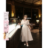 公主裙 微胖大码 安妮不火木梨花缎带结甜美系斗篷千金裙女夏季 新款