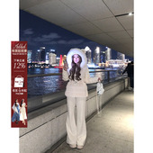 安妮不火 仿貂毛皮草拼接收腰连帽棉外套女微胖大码 千金毛领棉衣