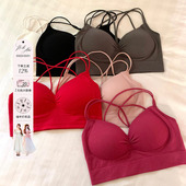 安妮不火辣妹自带胸垫胸衣2024春夏新款 内搭运动挂脖文胸 微胖大码