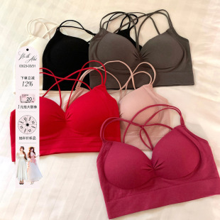 安妮不火辣妹自带胸垫胸衣2024春夏新款 内搭运动挂脖文胸 微胖大码